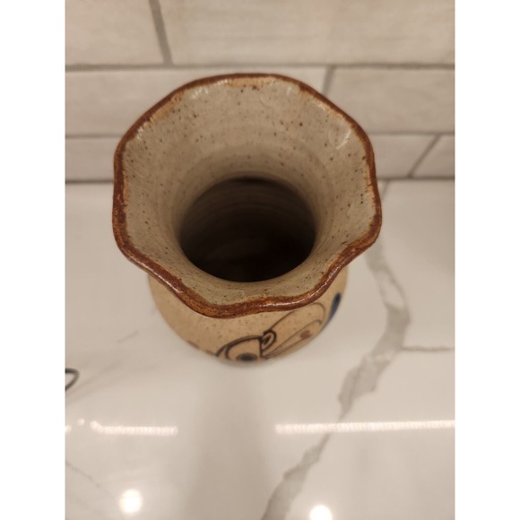 Hand Painted Art Pottery Mexican Tonala‎ Bird Flowers Floral Vase Signed 8 1/4" - Picture 4 of 11